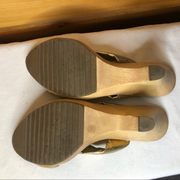 Kate Spade Gold Wood Slide Sandals 10 - Picture 6 of 8